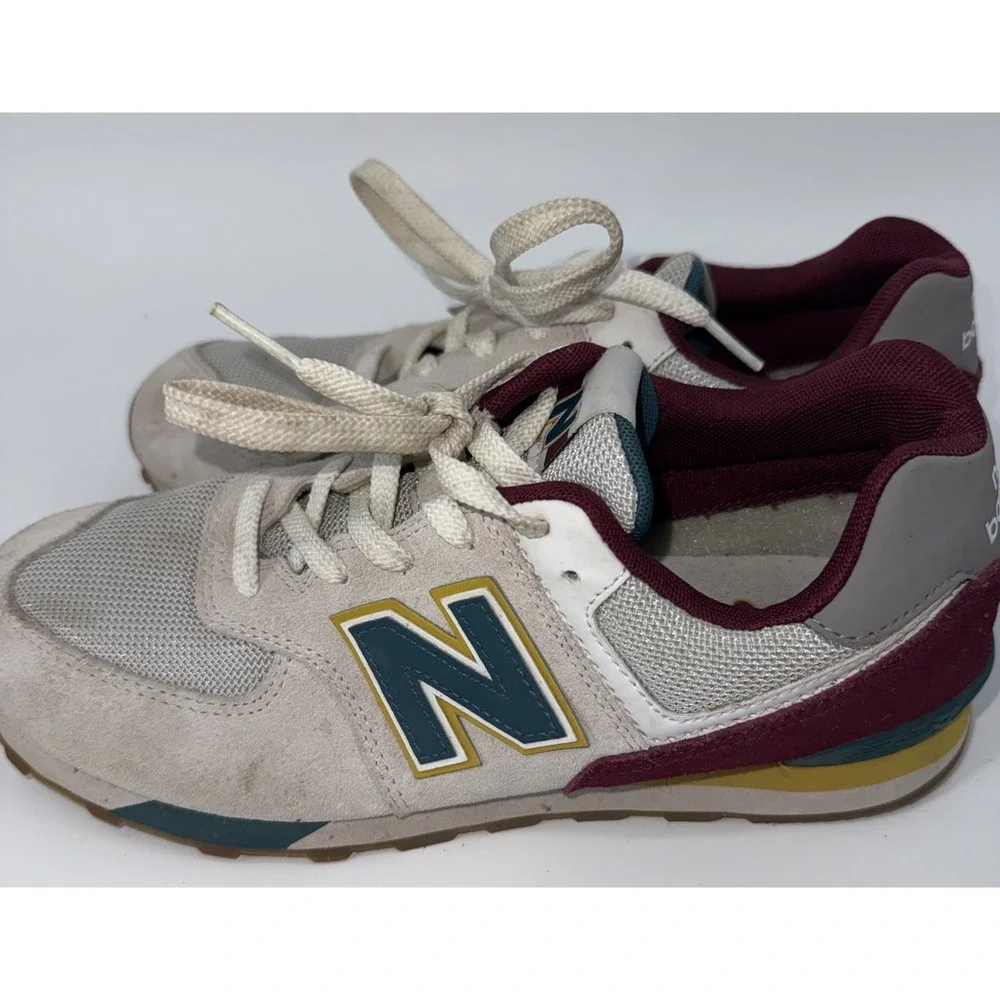 New Balance 574 'Grey Burgundy Teal Yellow. GC574PR1, Size 6.5